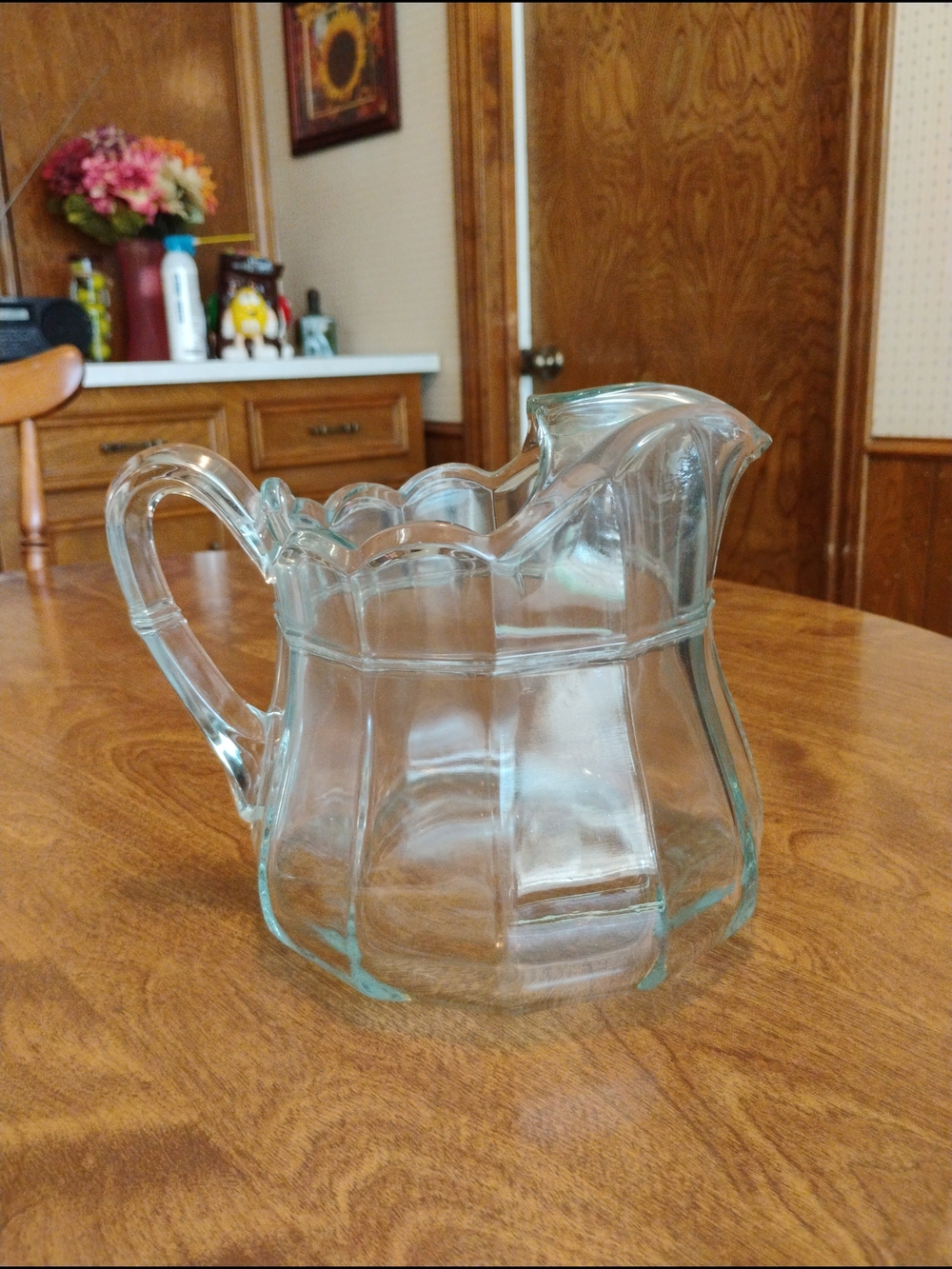 Vintage Early American Pressed Glass Us Heavy Glass Panel And Band Pitcher